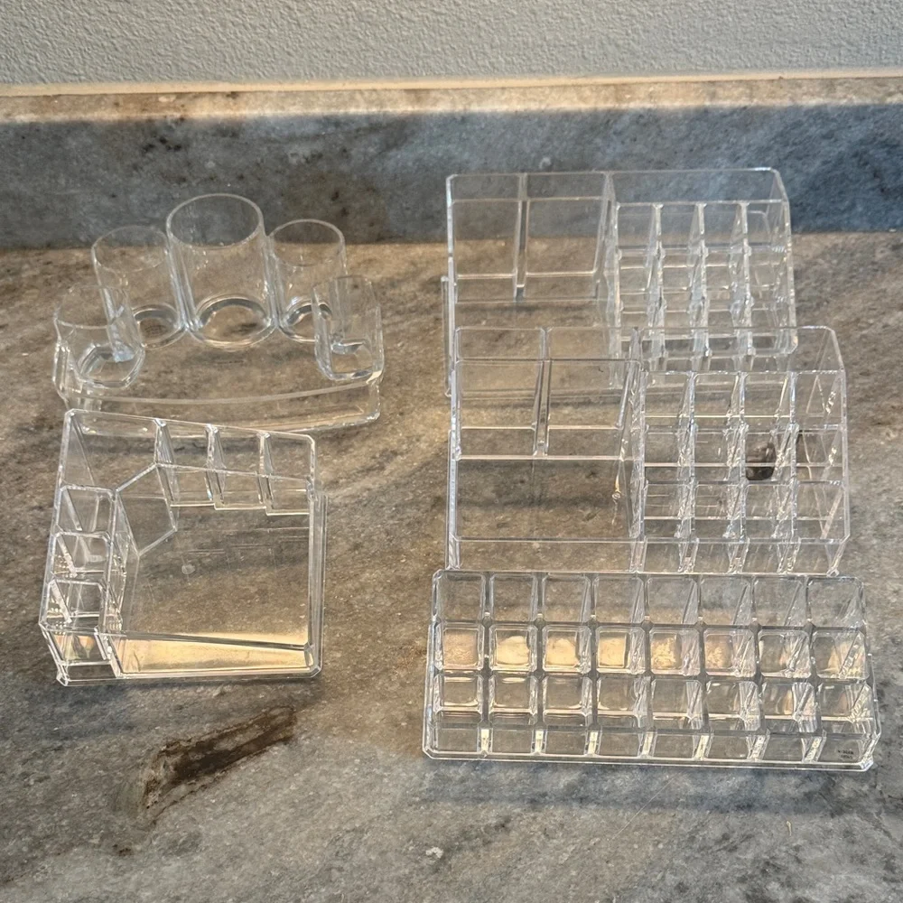 Clear Acrylic Makeup Organizer Set 5